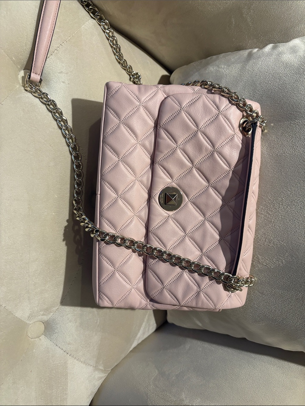 kate spade Quilted Light Pink Chain Crossbody Bag